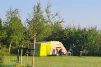 Minicamping De Kan Hoeve - Standplatz auf der Wiese umgeben von Bäumen