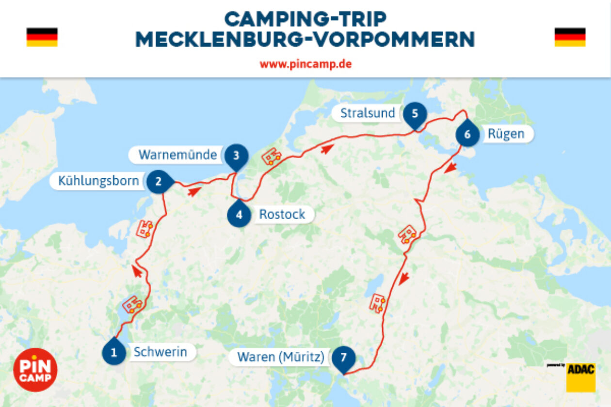 Camping-Route Mecklenburg-Vorpommern | PiNCAMP by ADAC